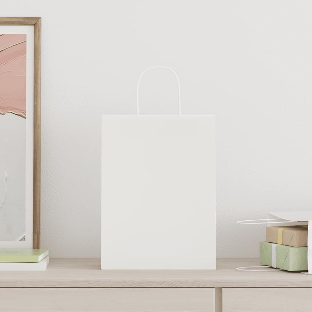 VidaXL sacs en papier 250 pcs avec poignées 26x12x35 cm blanc