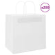 VidaXL sacs en papier 250 pcs avec poignées 26x17x25 cm blanc