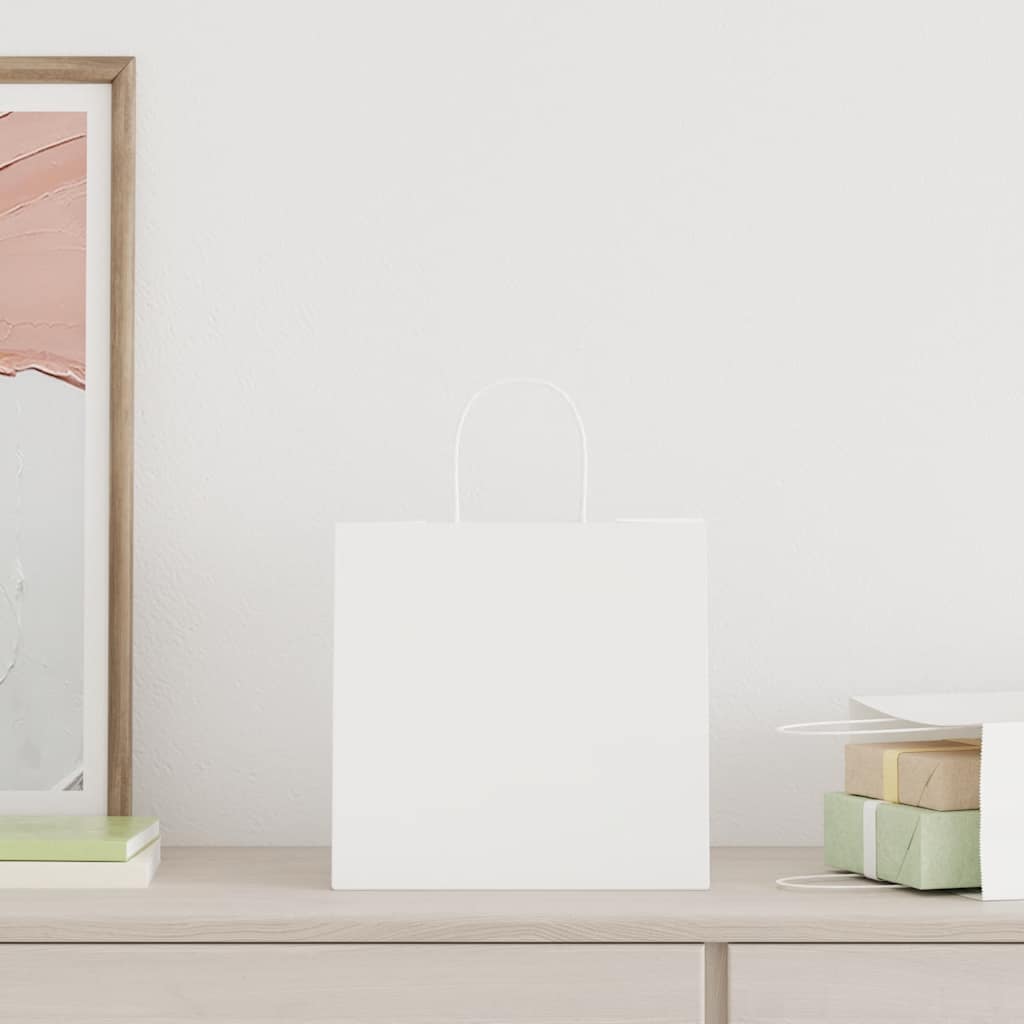 VidaXL sacs en papier 250 pcs avec poignées 26x17x25 cm blanc