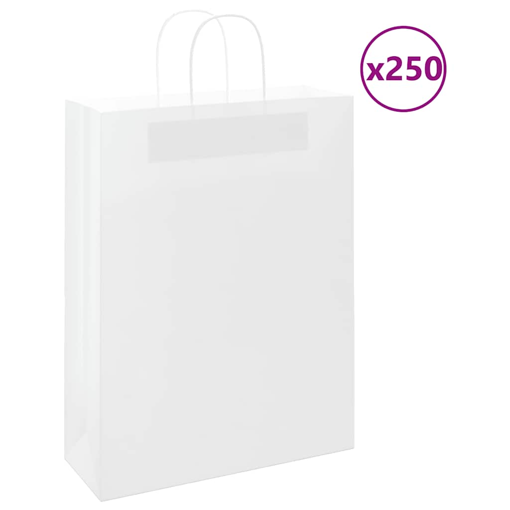 VidaXL sacs en papier 250 pcs avec poignées 32x12x42 cm blanc