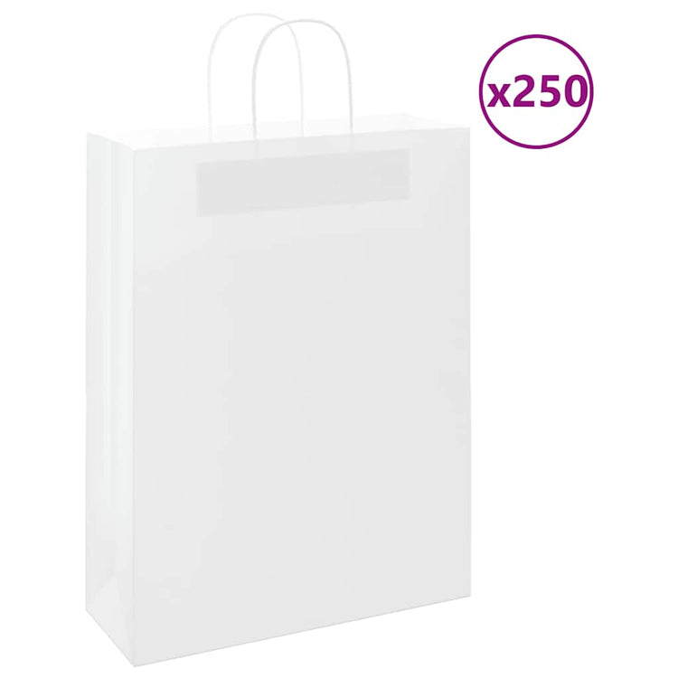 VidaXL sacs en papier 250 pcs avec poignées 32x12x42 cm blanc