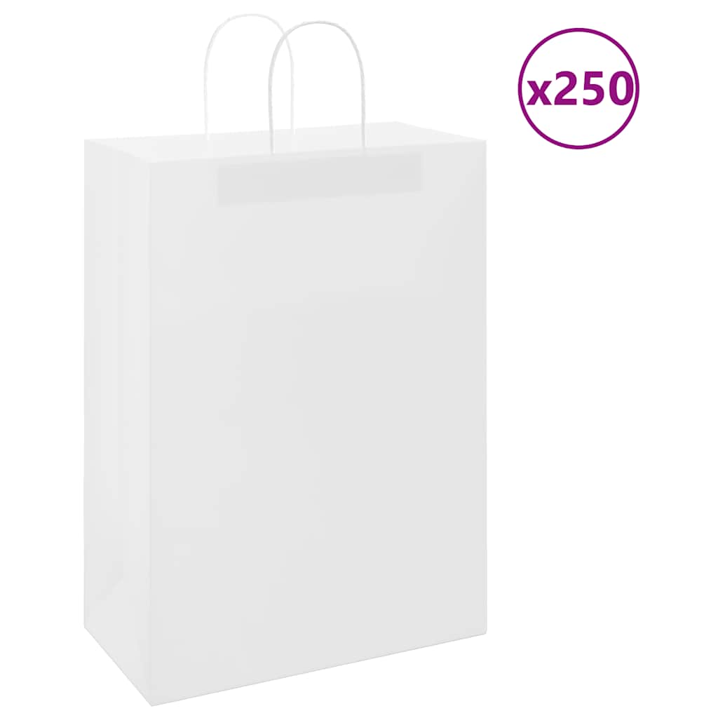 VidaXL sacs en papier 250 pcs avec poignées 32x17x44 cm blanc