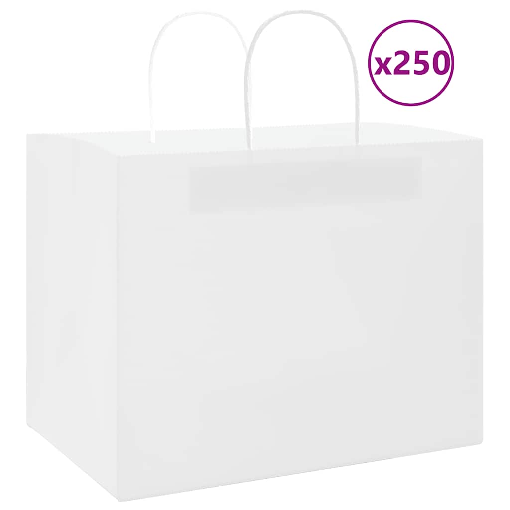 VidaXL sacs en papier 250 pcs avec poignées 32x22x24 cm blanc