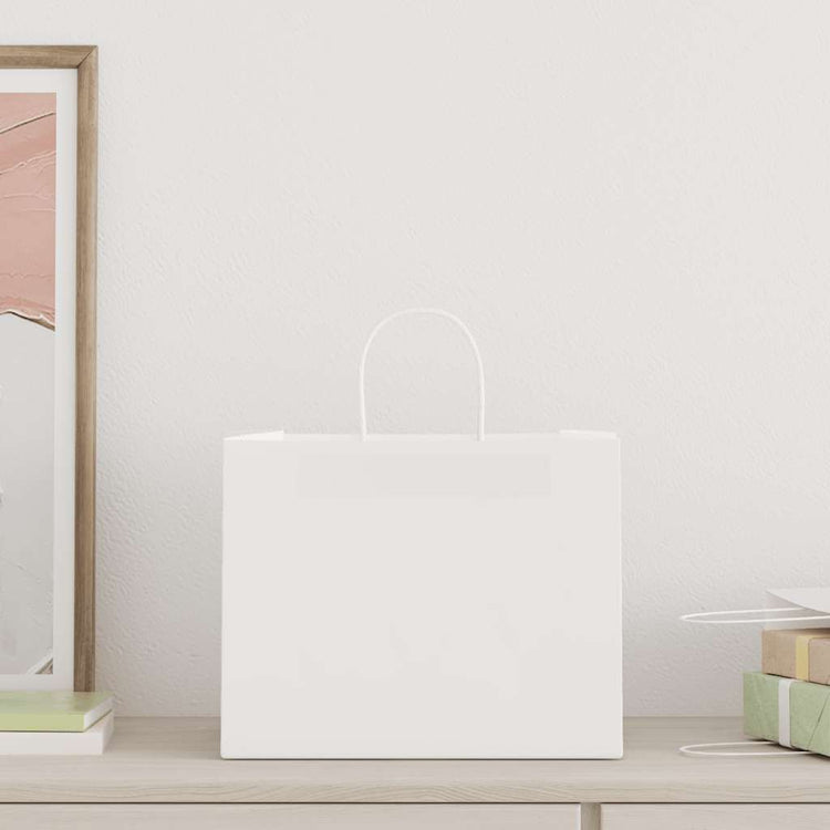 VidaXL sacs en papier 250 pcs avec poignées 32x22x24 cm blanc