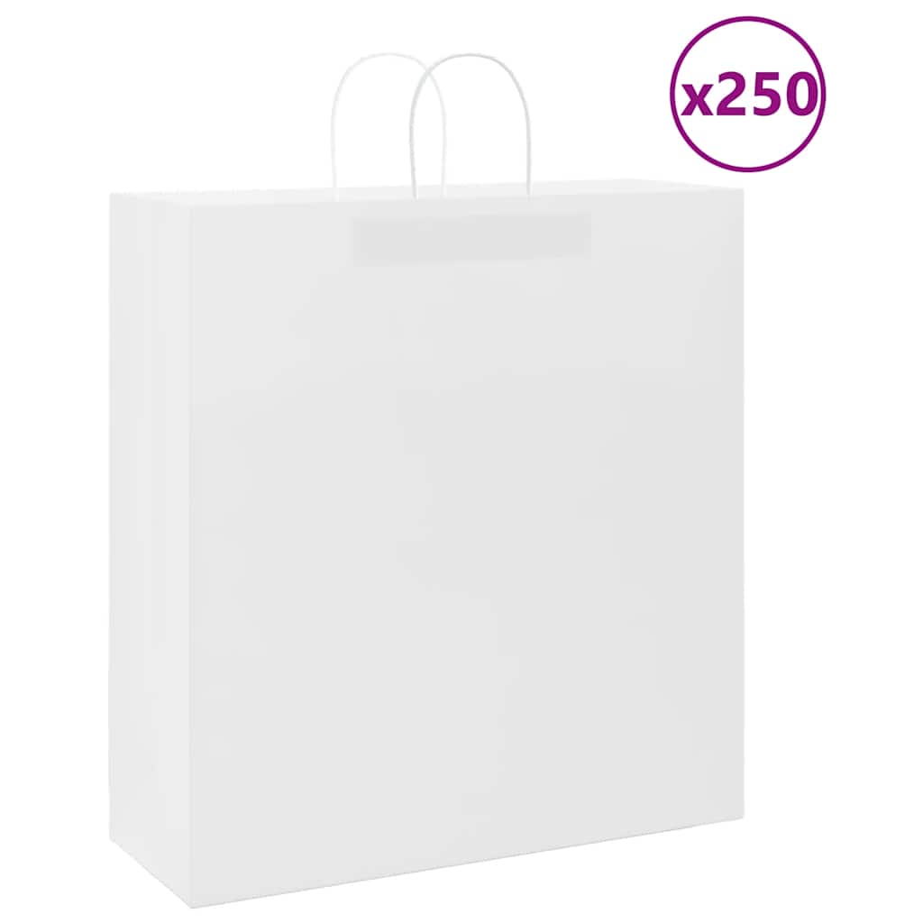 VidaXL sacs en papier 250 pcs avec poignées 45x17x48 cm blanc