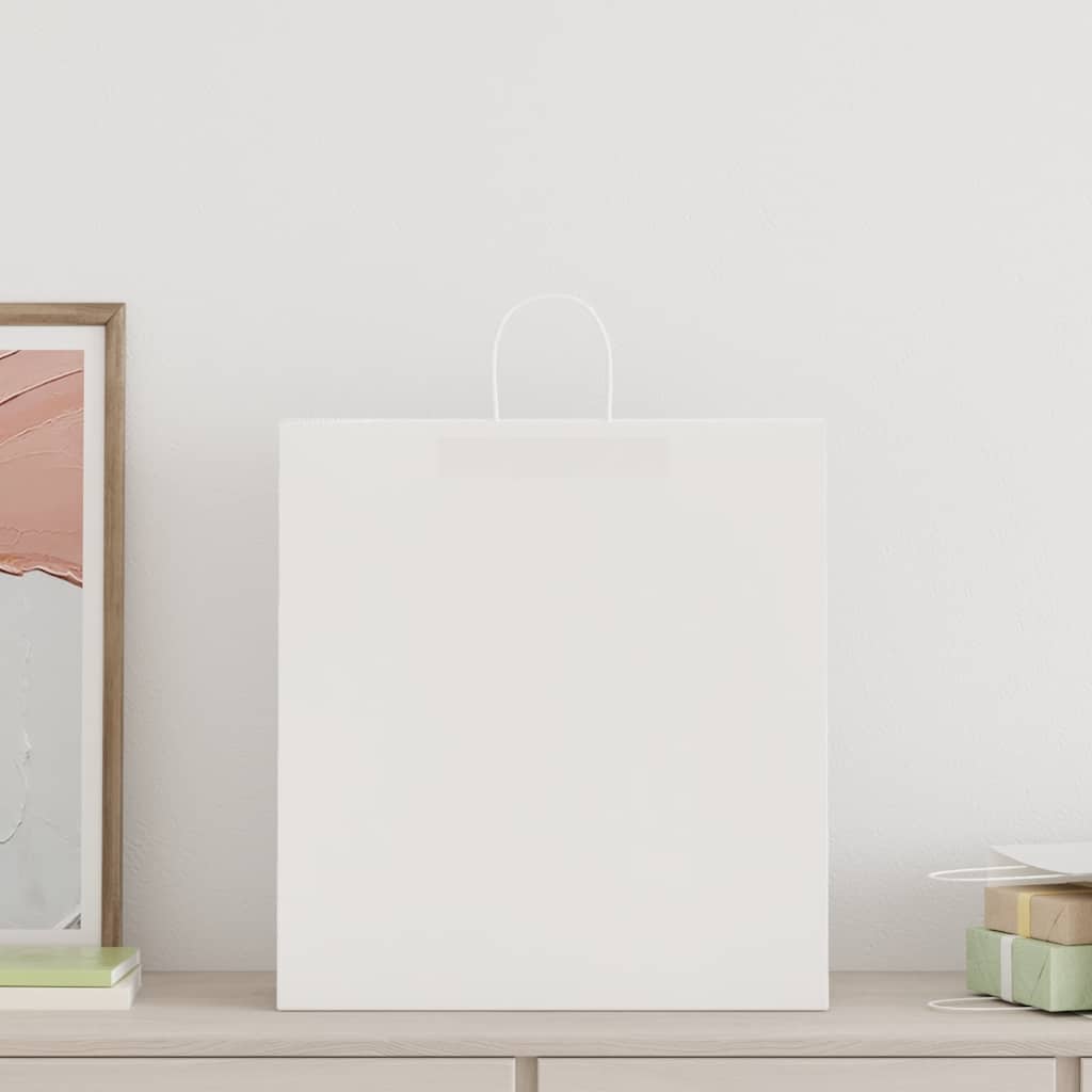 VidaXL sacs en papier 250 pcs avec poignées 45x17x48 cm blanc