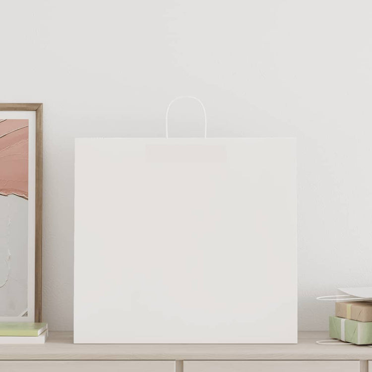VidaXL sacs en papier 250 pcs avec poignées 54x15x49 cm blanc