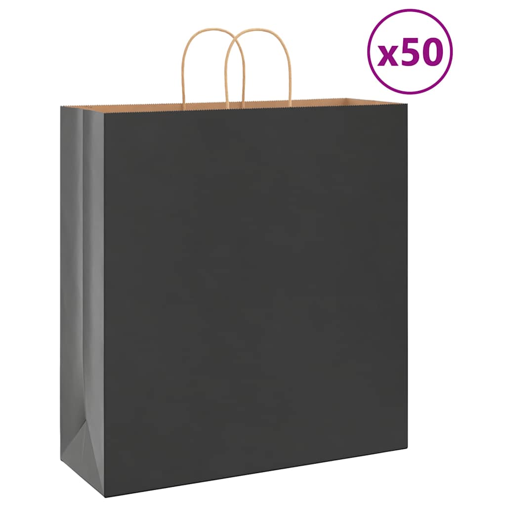 VidaXL sacs en papier 50 pcs avec poignées 45x17x48 cm noir