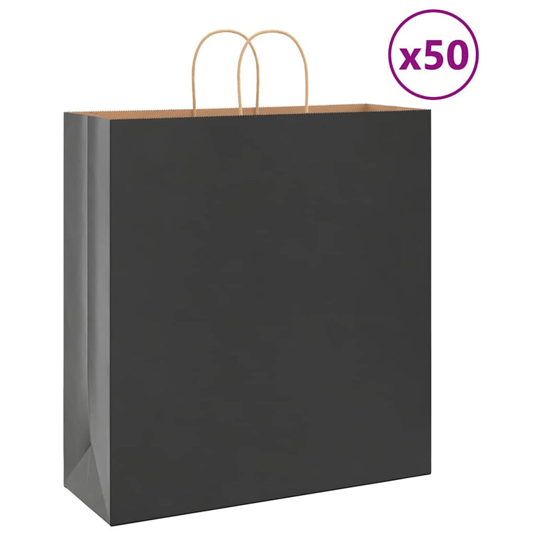 VidaXL sacs en papier 50 pcs avec poignées 45x17x48 cm noir