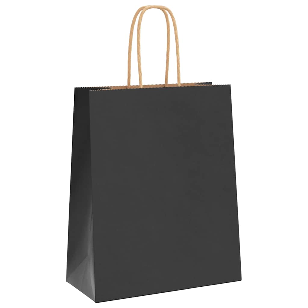 VidaXL sacs en papier 250 pcs avec poignées 18x8x22 cm noir