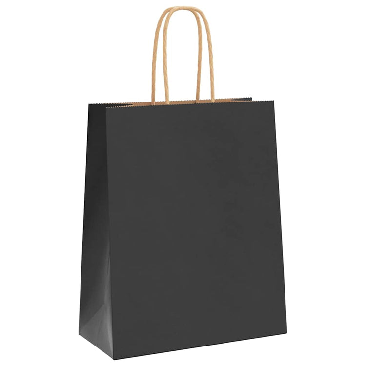 VidaXL sacs en papier 250 pcs avec poignées 18x8x22 cm noir