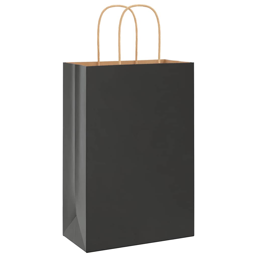 VidaXL sacs en papier 250 pcs avec poignées 21x11x31 cm noir
