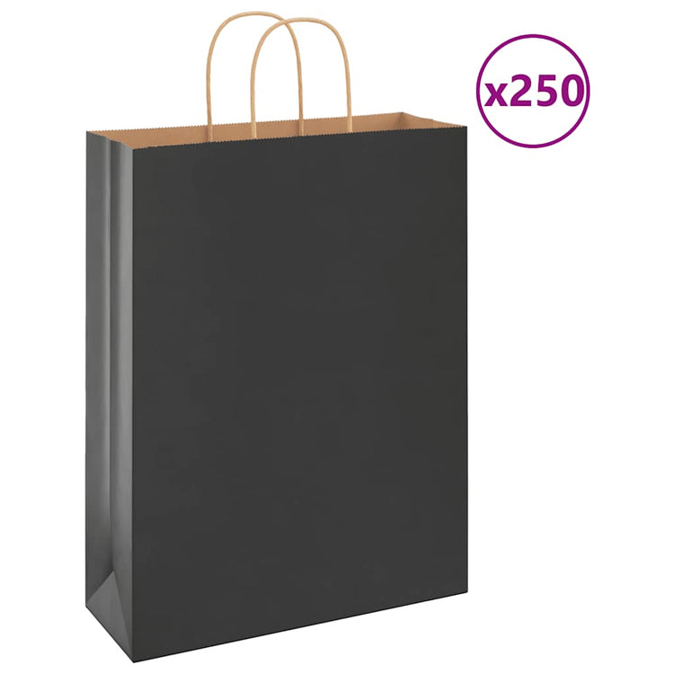 VidaXL sacs en papier 250 pcs avec poignées 32x12x42 cm noir