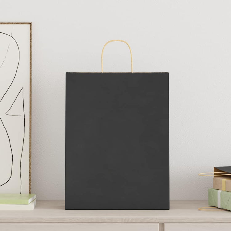 VidaXL sacs en papier 250 pcs avec poignées 32x12x42 cm noir