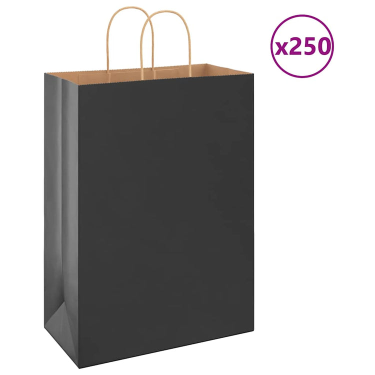 VidaXL sacs en papier 250 pcs avec poignées 32x17x44 cm noir