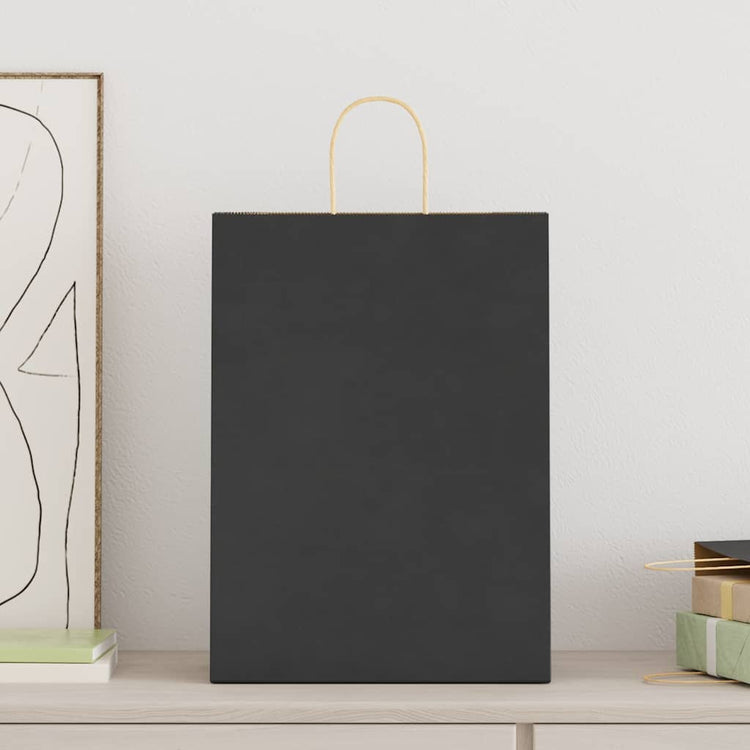 VidaXL sacs en papier 250 pcs avec poignées 32x17x44 cm noir