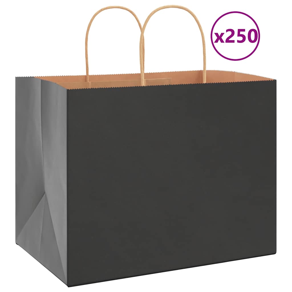 VidaXL sacs en papier 250 pcs avec poignées 32x22x24 cm noir