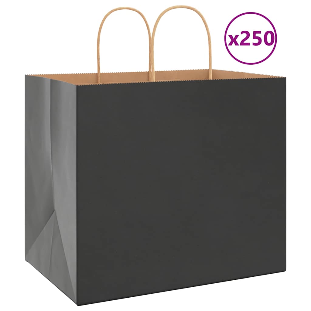 VidaXL sacs en papier 250 pcs avec poignées 32x22x28 cm noir