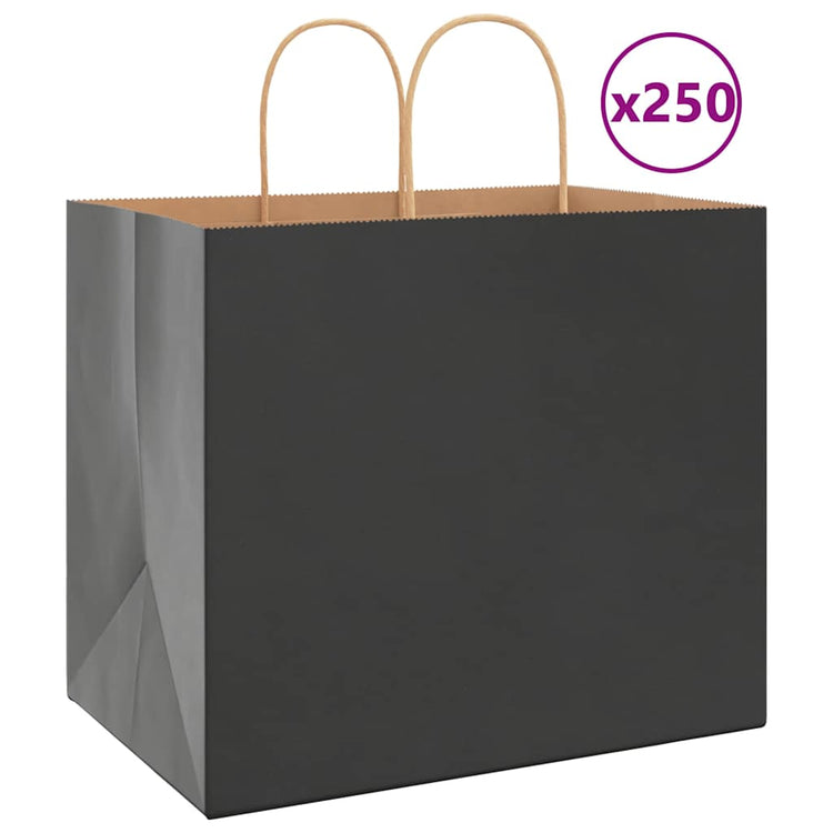 VidaXL sacs en papier 250 pcs avec poignées 32x22x28 cm noir