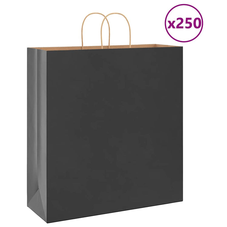 VidaXL sacs en papier 250 pcs avec poignées 45x17x48 cm noir