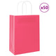 VidaXL sacs en papier 50 pcs avec poignées 21x11x28 cm rose
