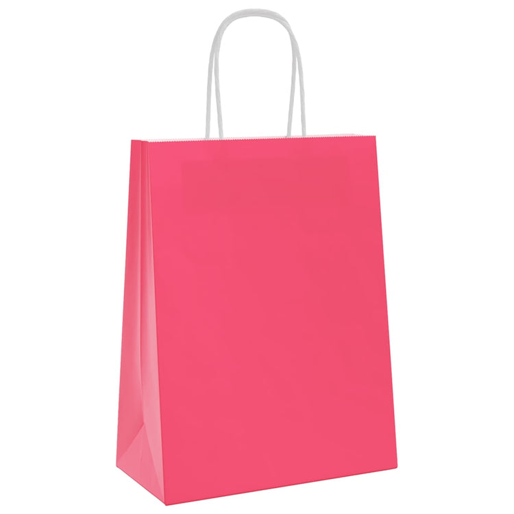 VidaXL sacs en papier 50 pcs avec poignées 21x11x28 cm rose