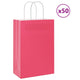 VidaXL sacs en papier 50 pcs avec poignées 21x11x31 cm rose
