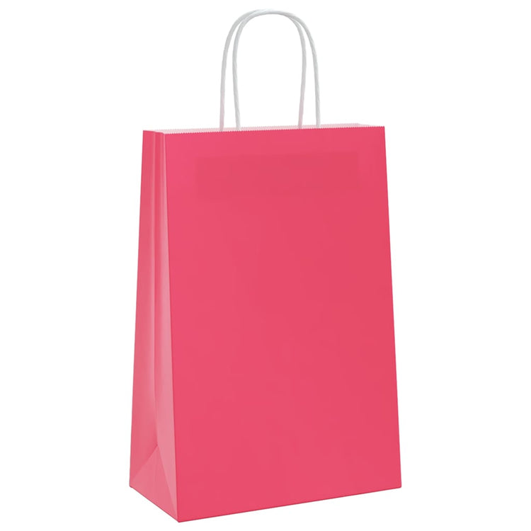 VidaXL sacs en papier 50 pcs avec poignées 21x11x31 cm rose