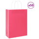 VidaXL sacs en papier 50 pcs avec poignées 26x12x35 cm rose