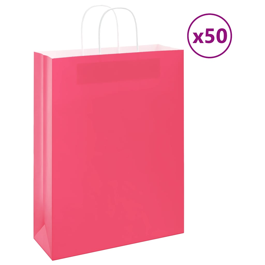VidaXL sacs en papier 50 pcs avec poignées 32x12x42 cm rose
