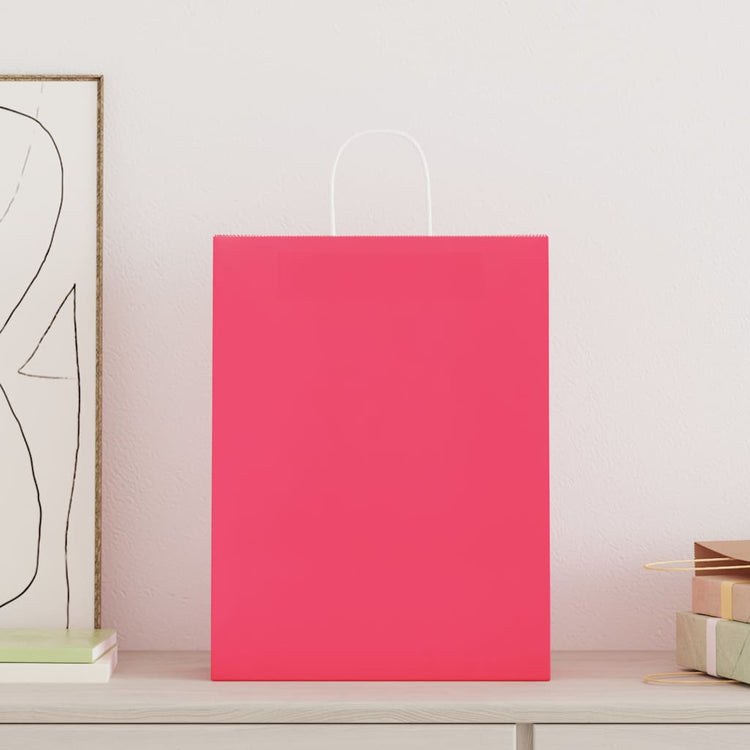 VidaXL sacs en papier 50 pcs avec poignées 32x12x42 cm rose