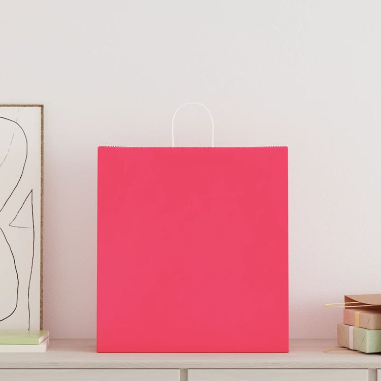 VidaXL sacs en papier 50 pcs avec poignées 45x17x48 cm rose