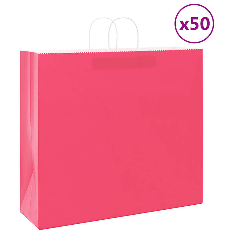VidaXL sacs en papier 50 pcs avec poignées 54x15x49 cm rose