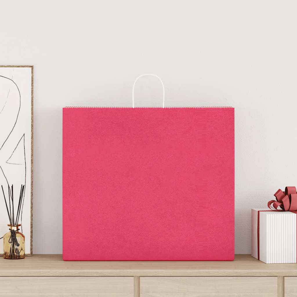 VidaXL sacs en papier 50 pcs avec poignées 54x15x49 cm rose
