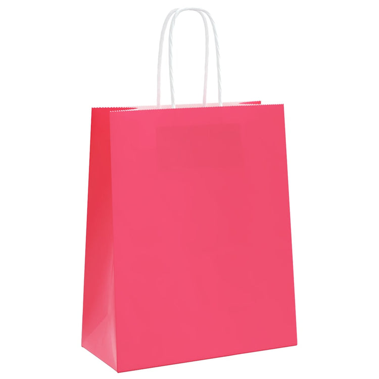 VidaXL sacs en papier 250 pcs avec poignées 18x8x22 cm rose
