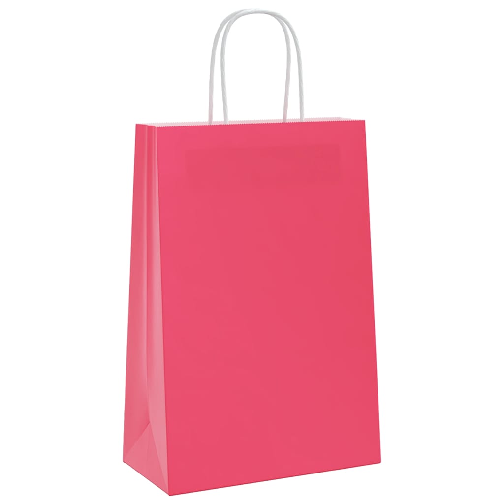 VidaXL sacs en papier 250 pcs avec poignées 21x11x31 cm rose