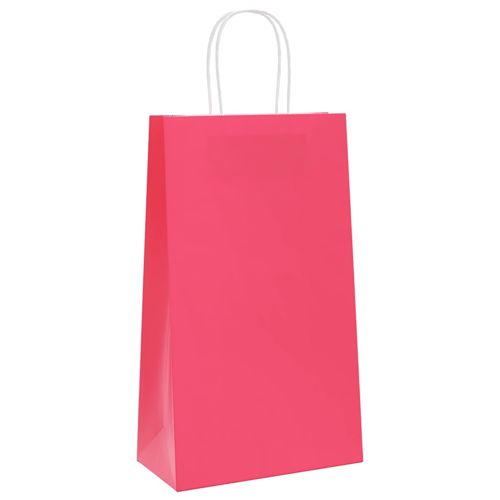 VidaXL sacs en papier 250 pcs avec poignées 21x11x36 cm rose