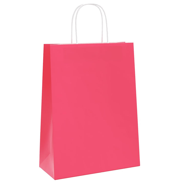 VidaXL sacs en papier 250 pcs avec poignées 26x12x35 cm rose