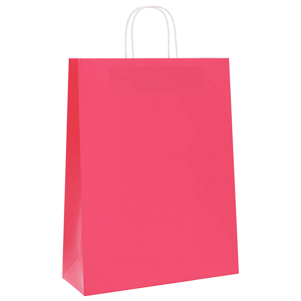 VidaXL sacs en papier 250 pcs avec poignées 32x12x42 cm rose