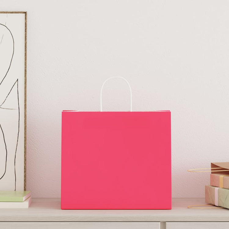 VidaXL sacs en papier 250 pcs avec poignées 32x22x28 cm rose