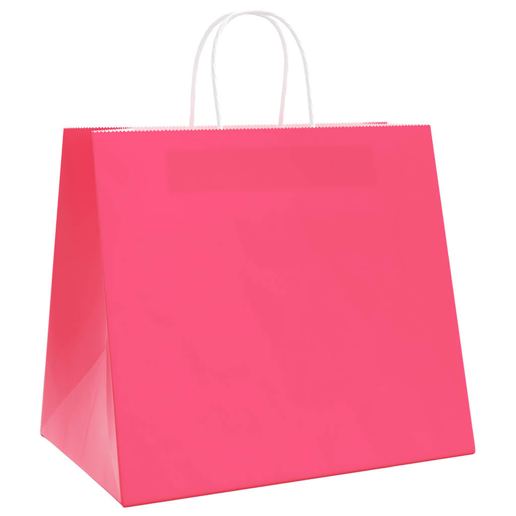 VidaXL sacs en papier 250 pcs avec poignées 32x22x28 cm rose