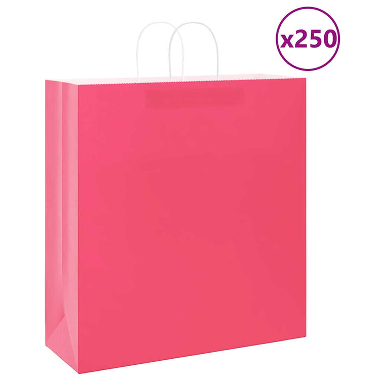 VidaXL sacs en papier 250 pcs avec poignées 45x17x48 cm rose