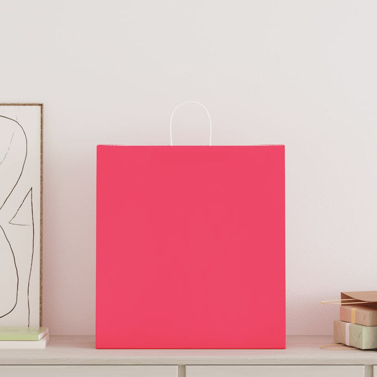 VidaXL sacs en papier 250 pcs avec poignées 45x17x48 cm rose