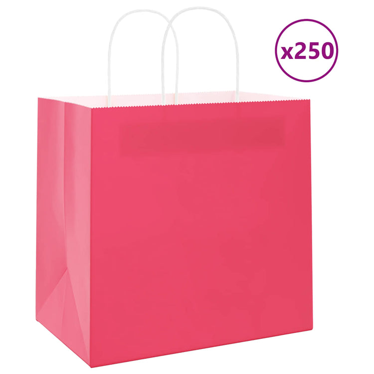 VidaXL sacs en papier 250 pcs avec poignées 54x15x49 cm rose