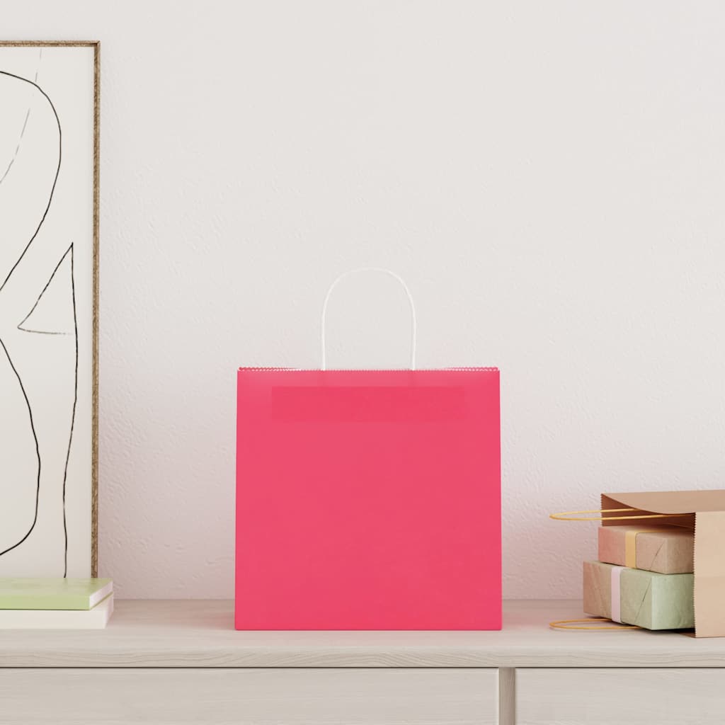 VidaXL sacs en papier 250 pcs avec poignées 54x15x49 cm rose