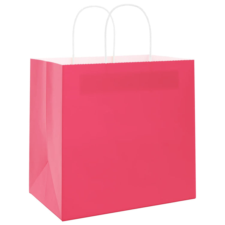 VidaXL sacs en papier 250 pcs avec poignées 54x15x49 cm rose