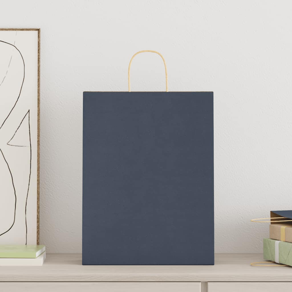 VidaXL sacs en papier 250 pcs avec poignées 32x12x42 cm bleu