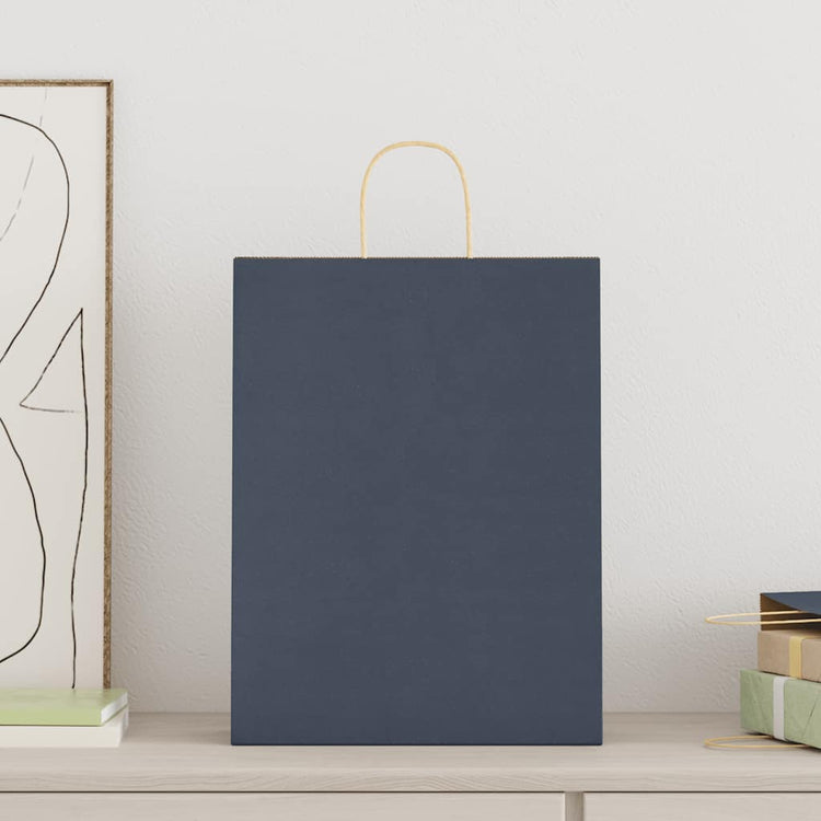 VidaXL sacs en papier 250 pcs avec poignées 32x12x42 cm bleu