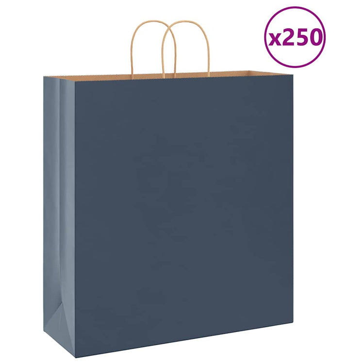 VidaXL sacs en papier 250 pcs avec poignées 45x17x48 cm bleu