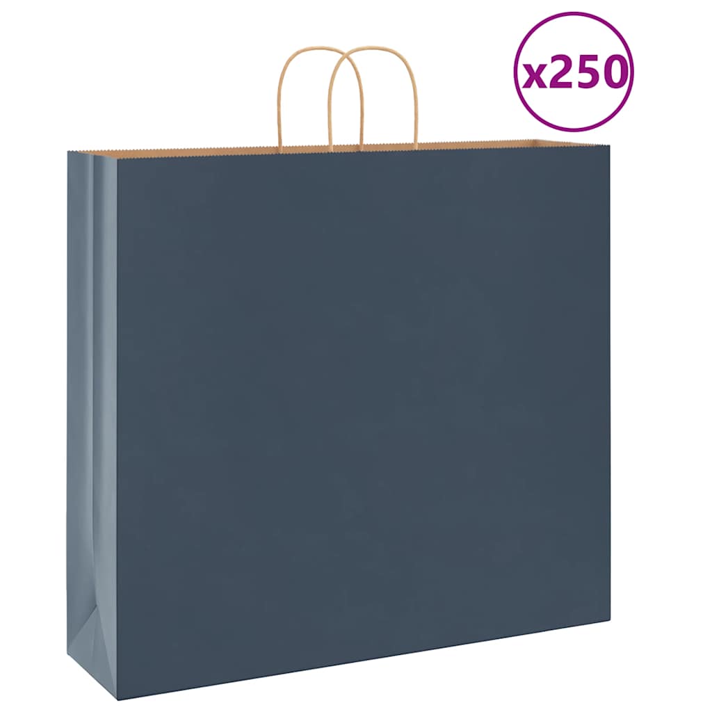 VidaXL sacs en papier 250 pcs avec poignées 54x15x49 cm bleu